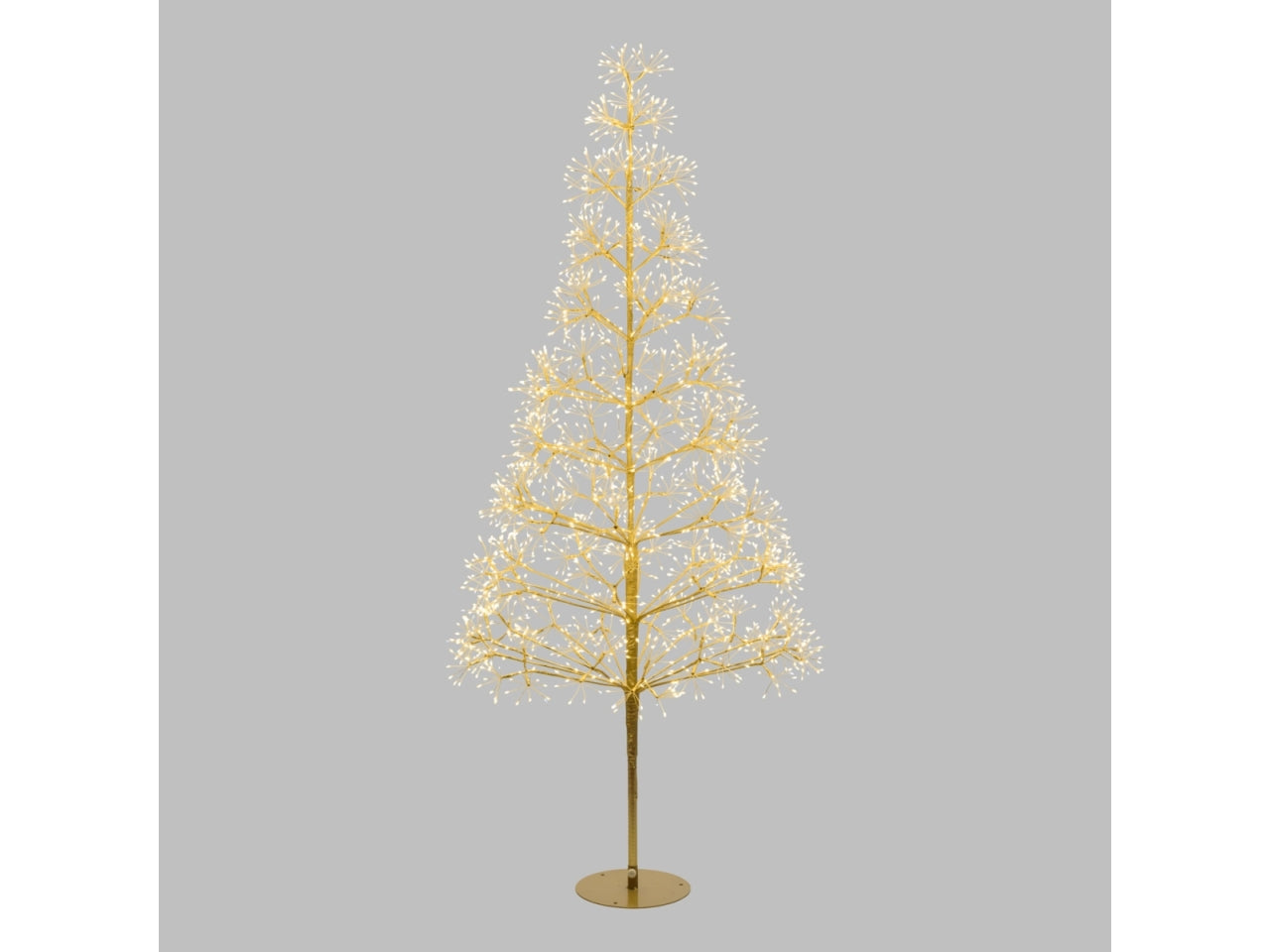 Albero champagne ricco h.180cm 2100 microled bianco caldo e bianco d.1,5mm cavo metal flashled base metallo diamond trasformatore
