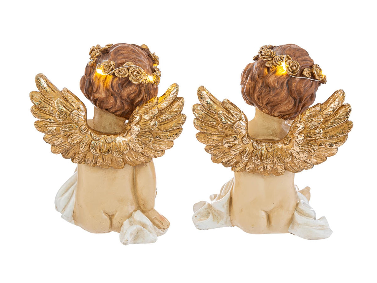 Angelo 13,5x13,5xh.18cm in resina con led in 2 assortimenti