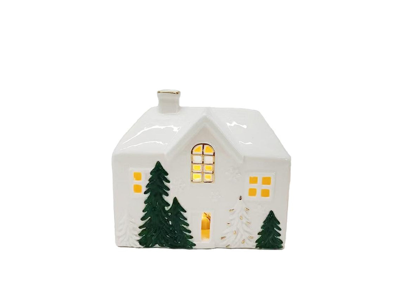 Casetta natalizia 14,5x8xh.13cm con led in porcellana