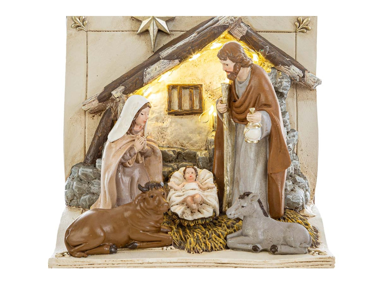 Presepe libro 16,5x15,5xh.15,5cm con led in resina