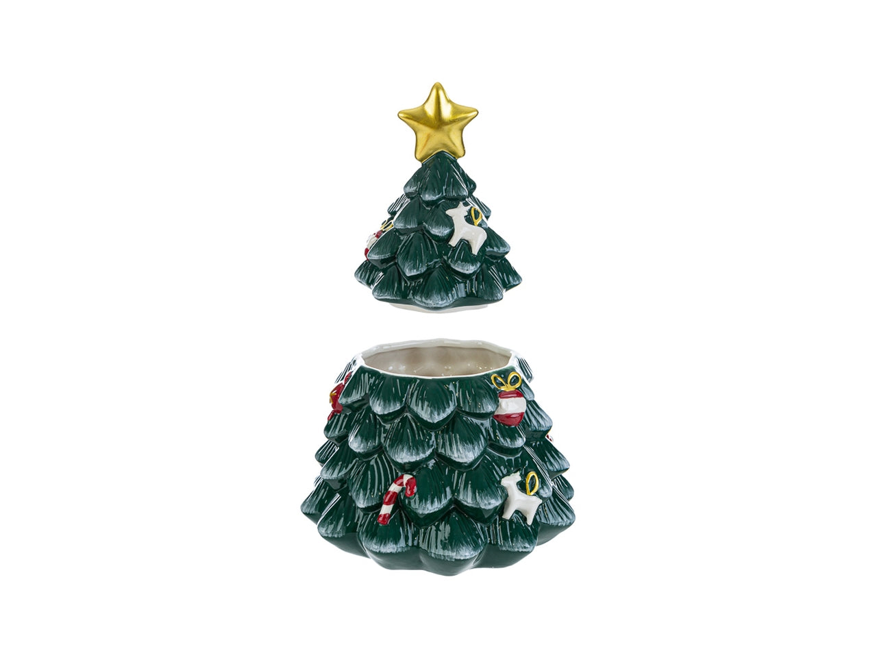 Scatola albero di natale 17,5x17,5xh.25cm in ceramica