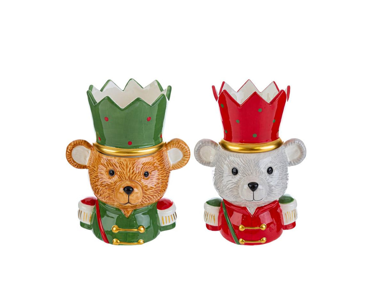 Vaso orsetto di natale 15x11xh.18cm in ceramica 2 assortimenti