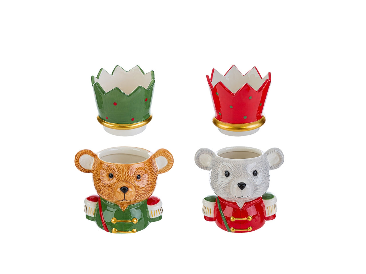 Vaso orsetto di natale 15x11xh.18cm in ceramica 2 assortimenti