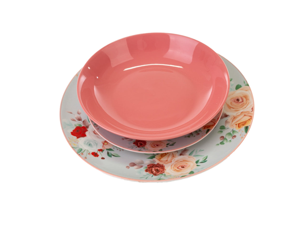 Piatti decoro pink&roses 18 pezzi 54254
