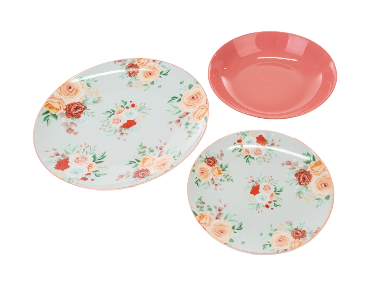 Piatti decoro pink&roses 18 pezzi 54254