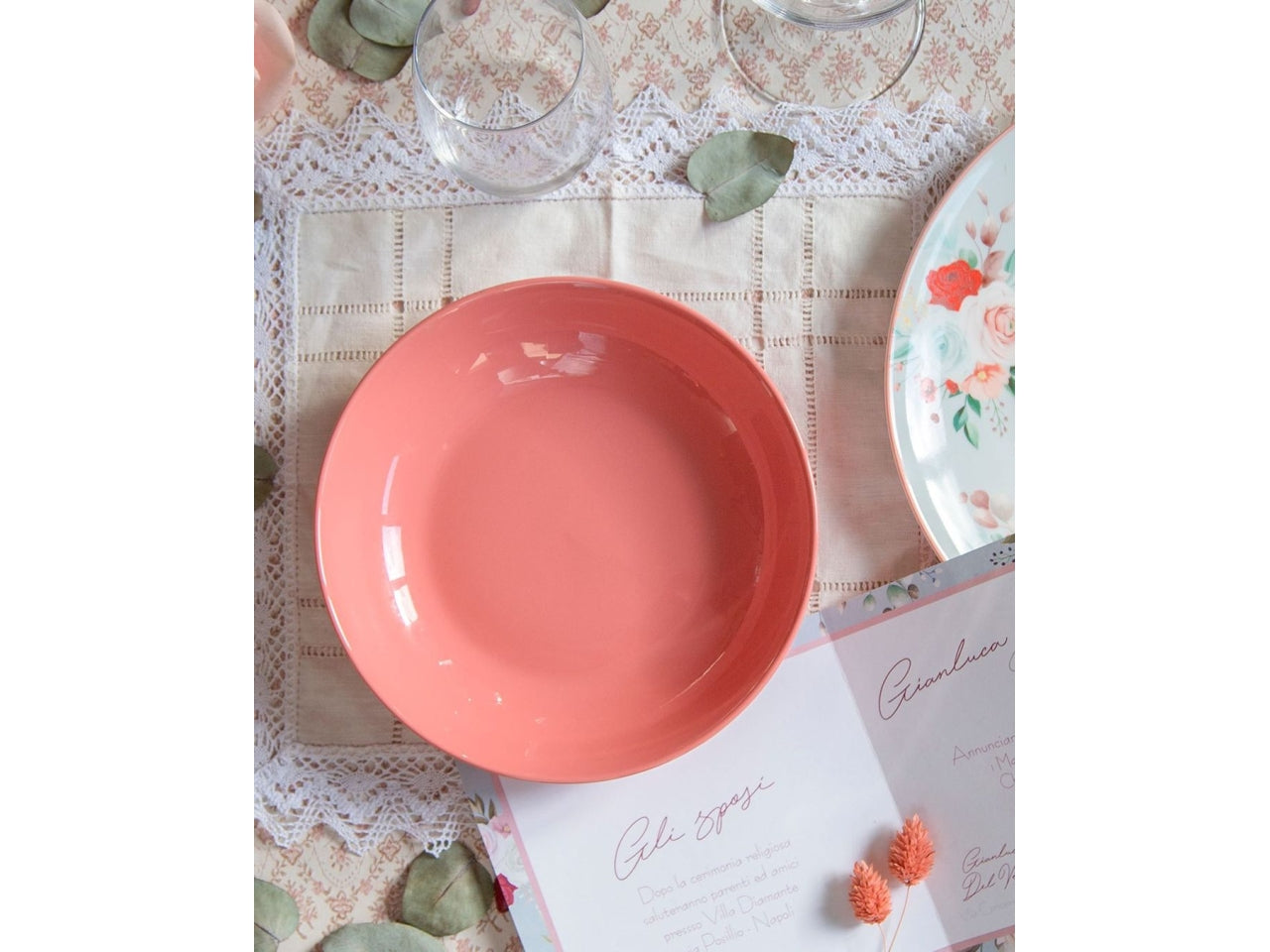 Piatti decoro pink&roses 18 pezzi 54254