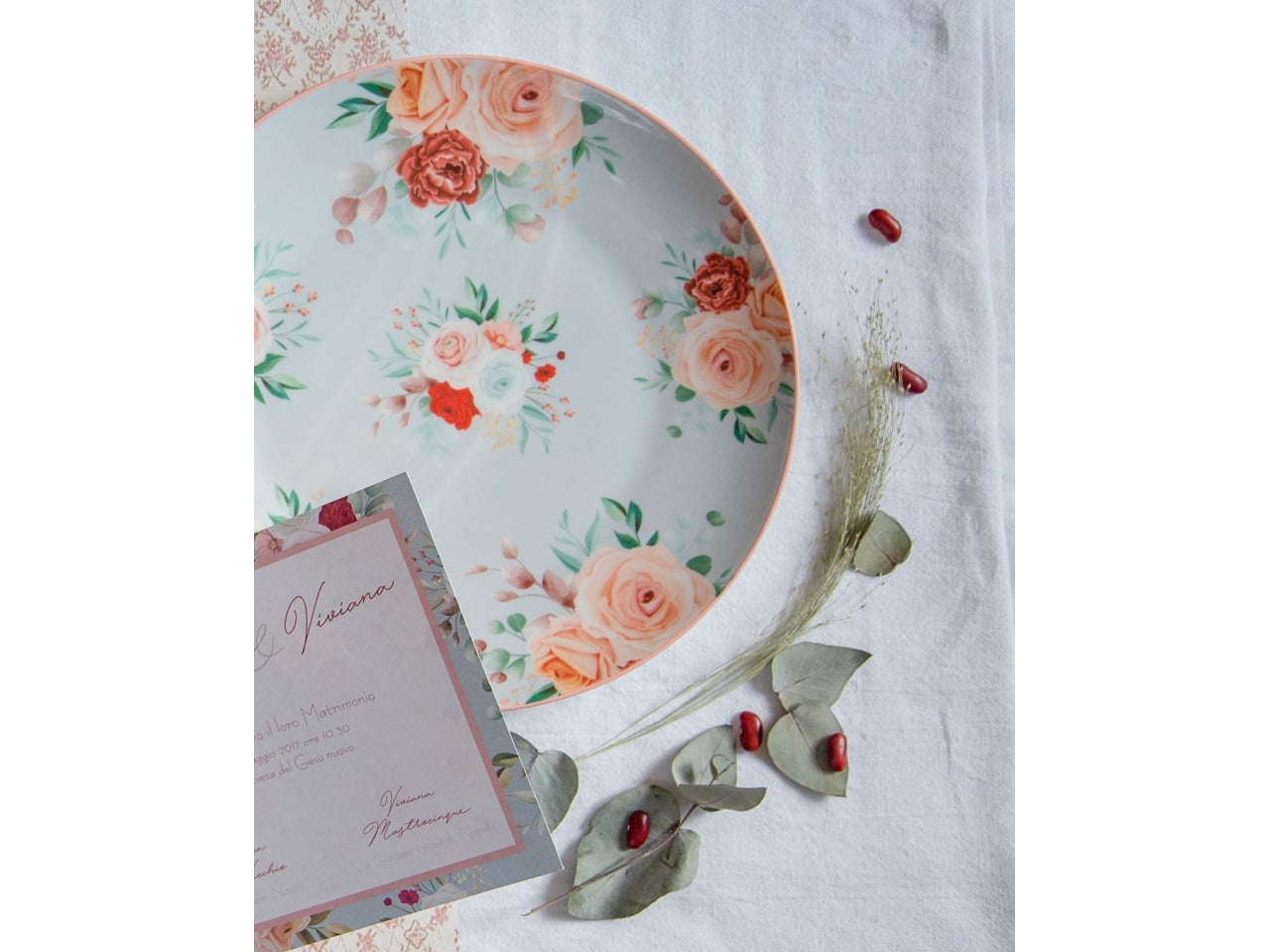 Piatti decoro pink&roses 18 pezzi 54254