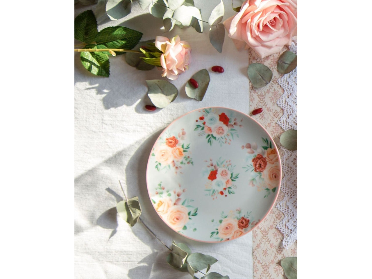 Piatti decoro pink&roses 18 pezzi 54254