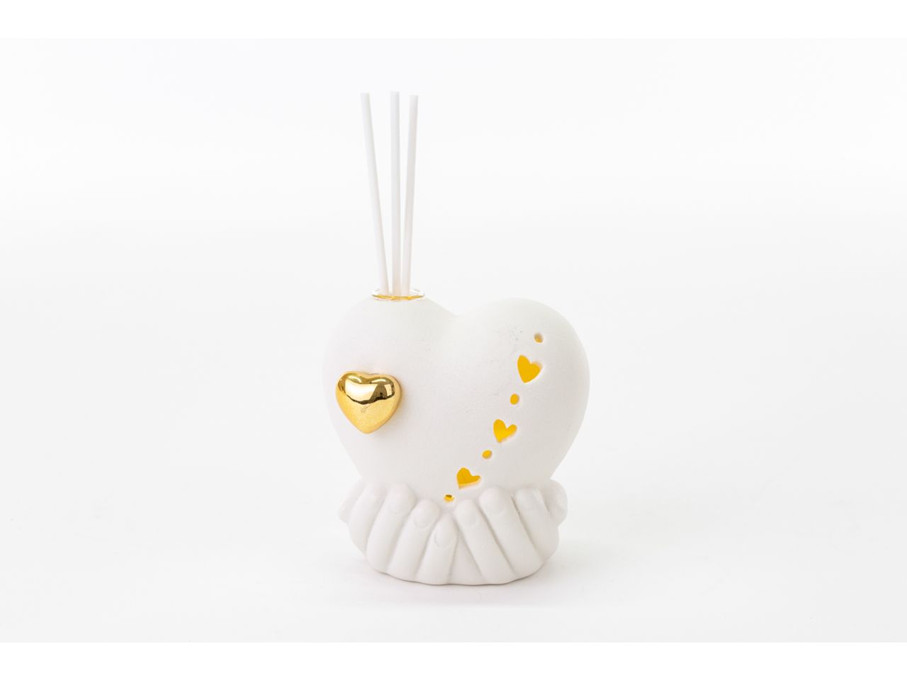 Profumatore cuore mani in porcellana con led