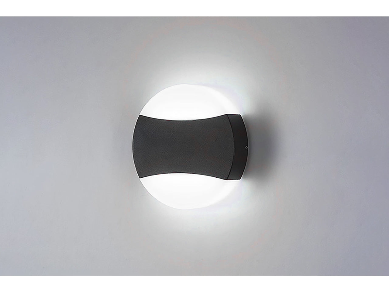 Applique da muro pvc con 2 led 16x3,5cm nero luce fredda