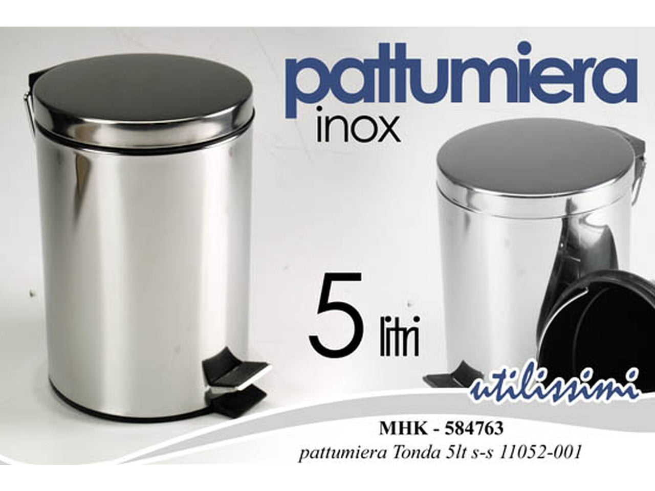 Pattumiera inox tonda capacita' 5l misura 21x28cm