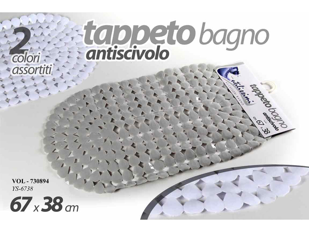 Tappeto antiscivolo modelli assortiti misura 67x38cm