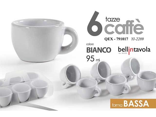 Tazzina caffe' bianca 6 pezzi bassa 791017