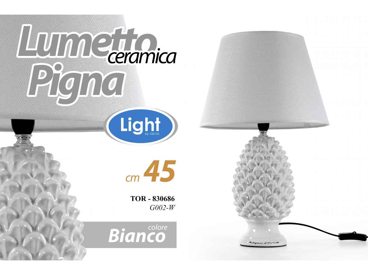 Lampada pigna bianca h44,5cm830686