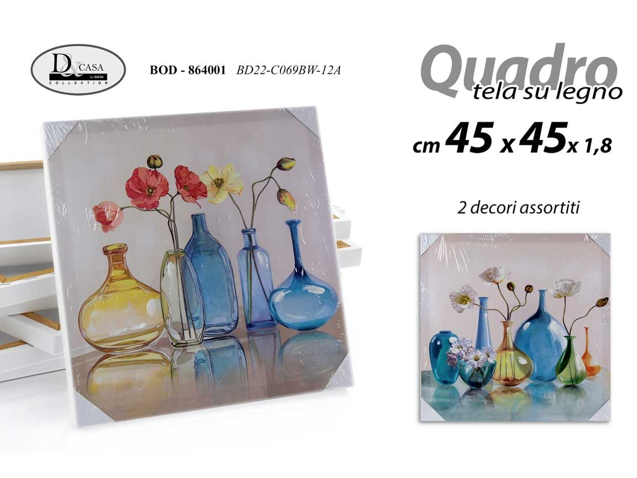 Quadro figure assortite misura 45x45x1,8cm