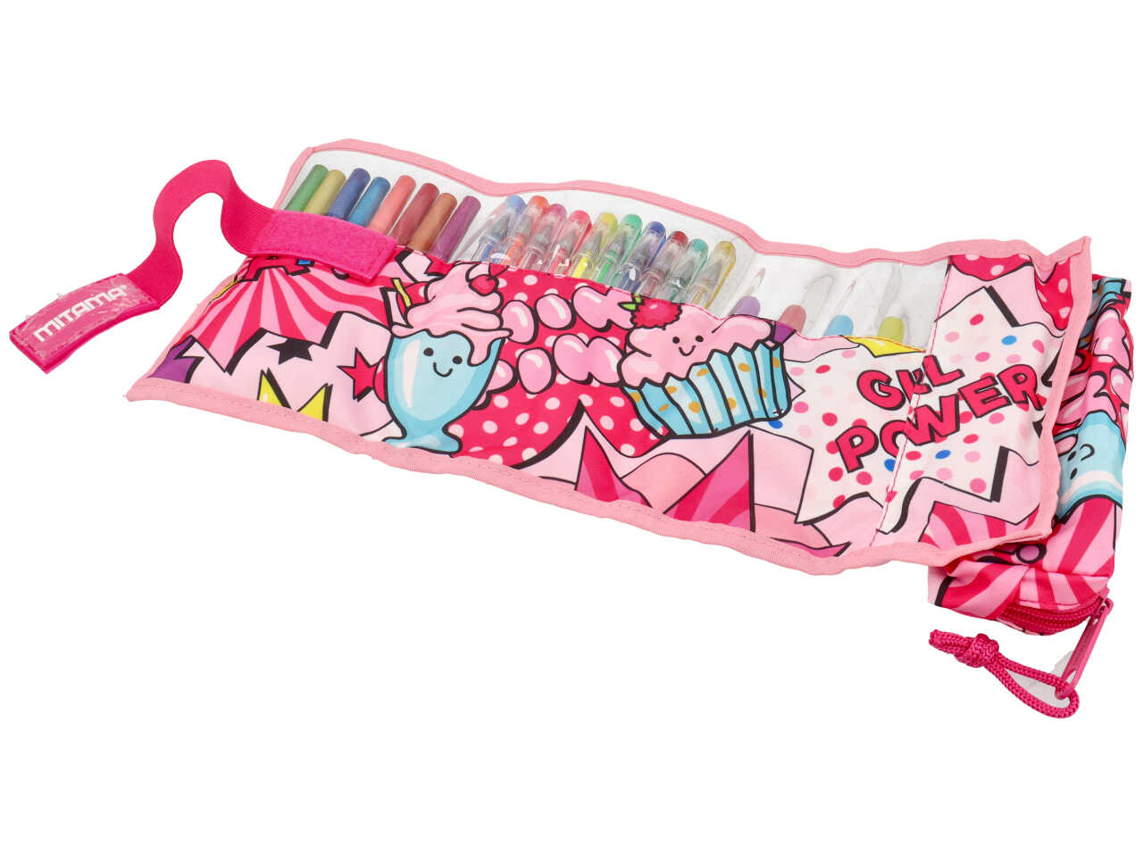 Astuccio scuola  Mitama, glitter roll + bustina assortiti, arrotolabile con 25 pezzi