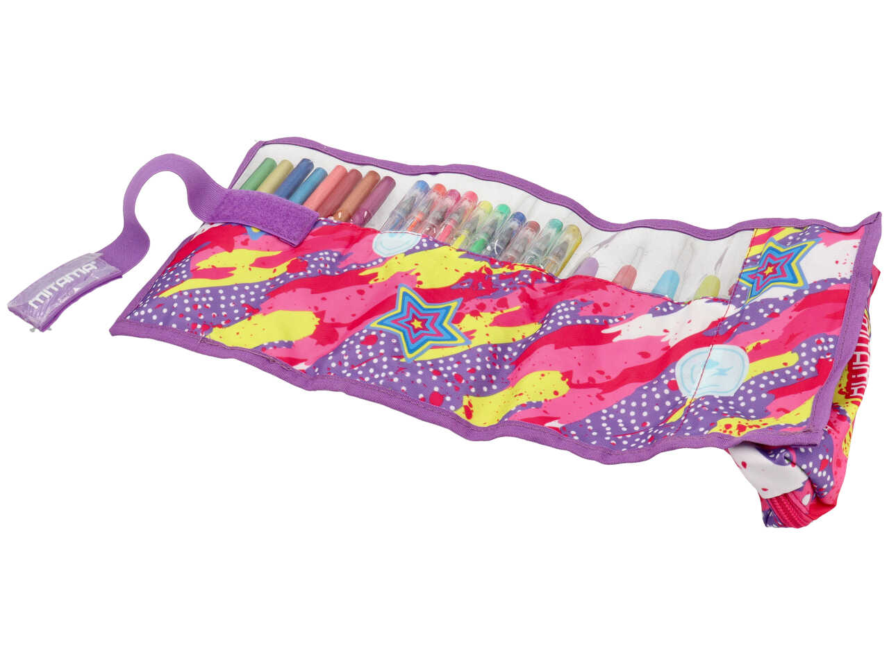 Astuccio scuola  Mitama, glitter roll + bustina assortiti, arrotolabile con 25 pezzi