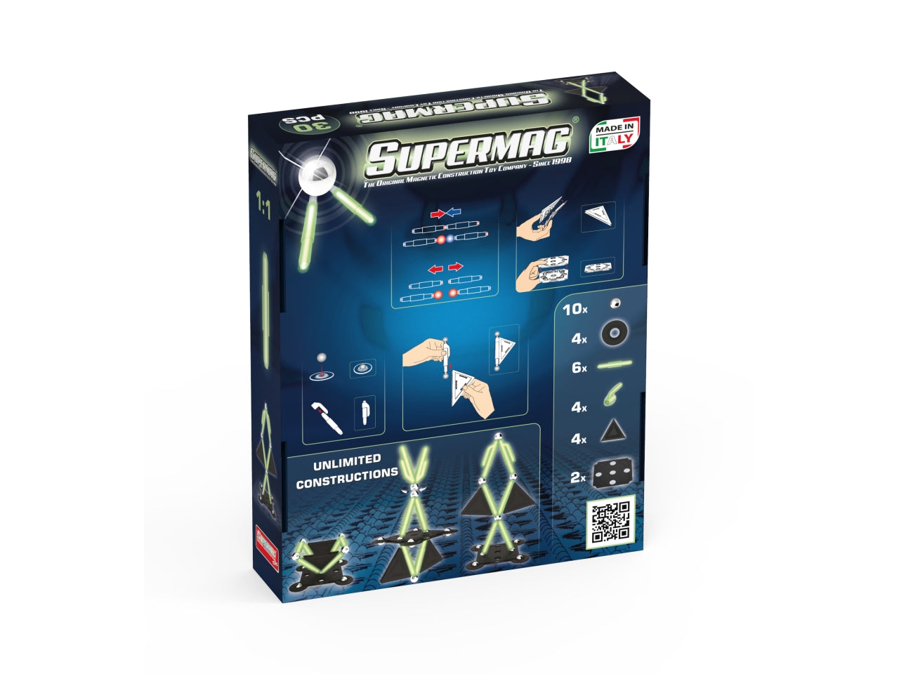 Supermag Projects Glow Set Magnetico 30 Pezzi Plastica e Metallo Età 5+ | Re.El.Toys