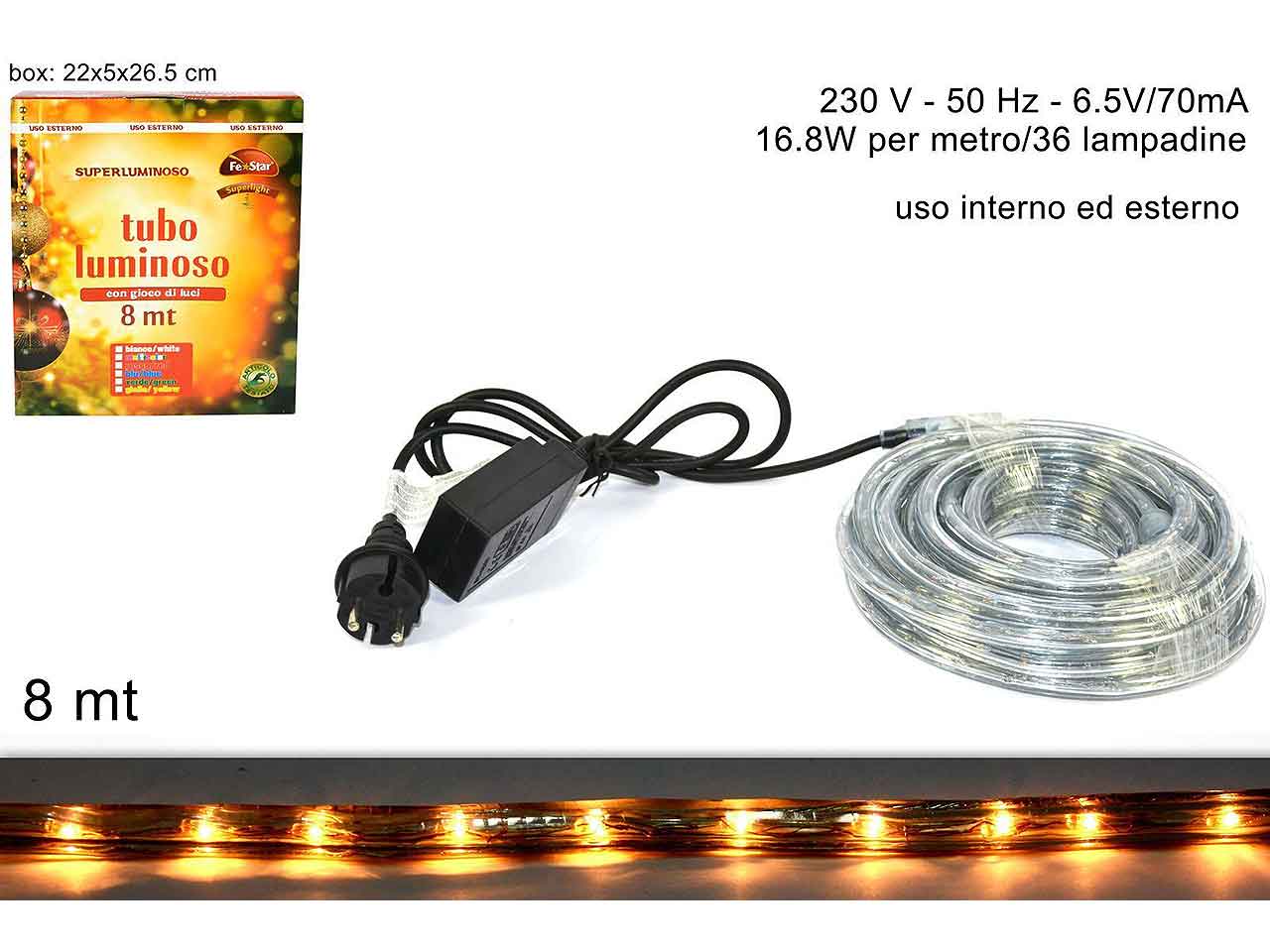 Tubo luminoso 8mt con controll. bianco caldo mi000024