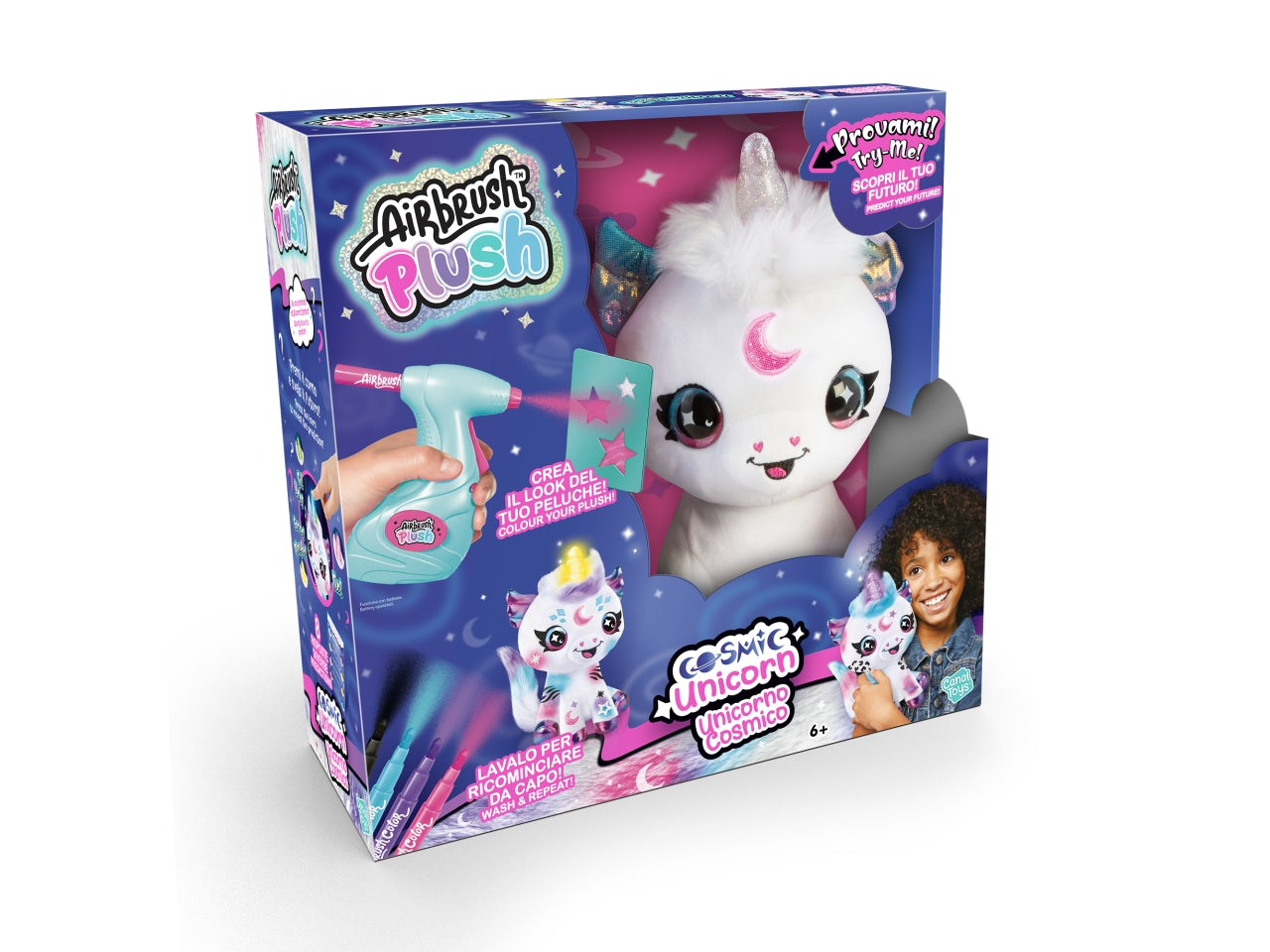 Airbrush plush cosmic unicorn 32x30x11cm