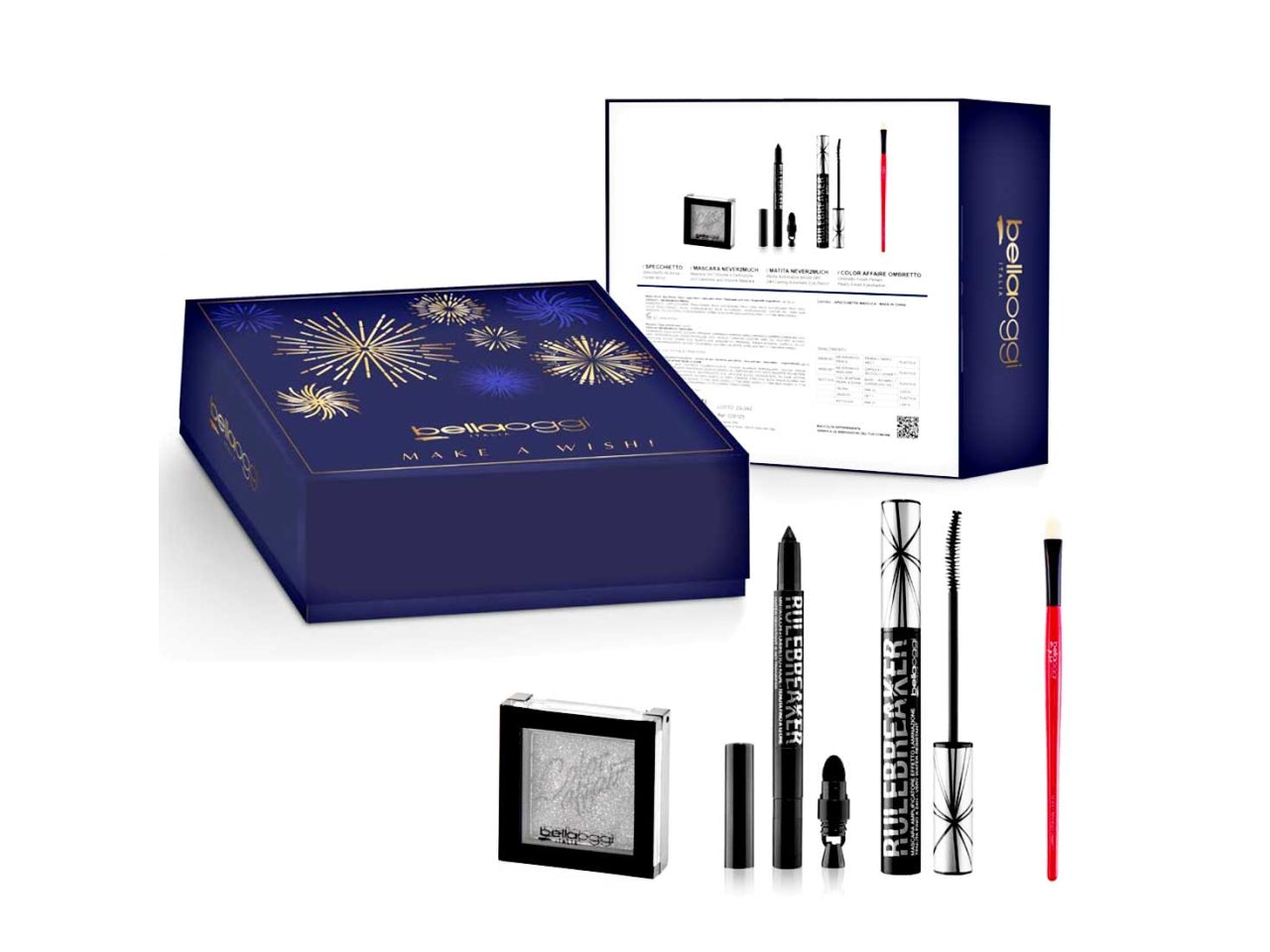 Bellaoggi coffret 3 in 1 rule-breaker colore 01 + rule-breaker mascara + color affair eyeshadow pearl&shine colore 001 + eyeshadow brush