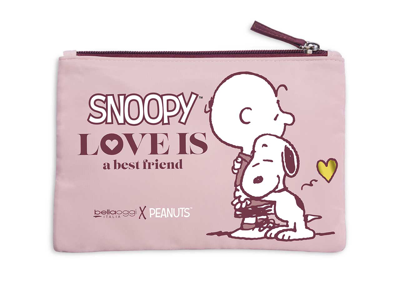 Bellaoggi peanuts pochette love is best friend contiene 1 matita, 1 temperino e 1 mascara