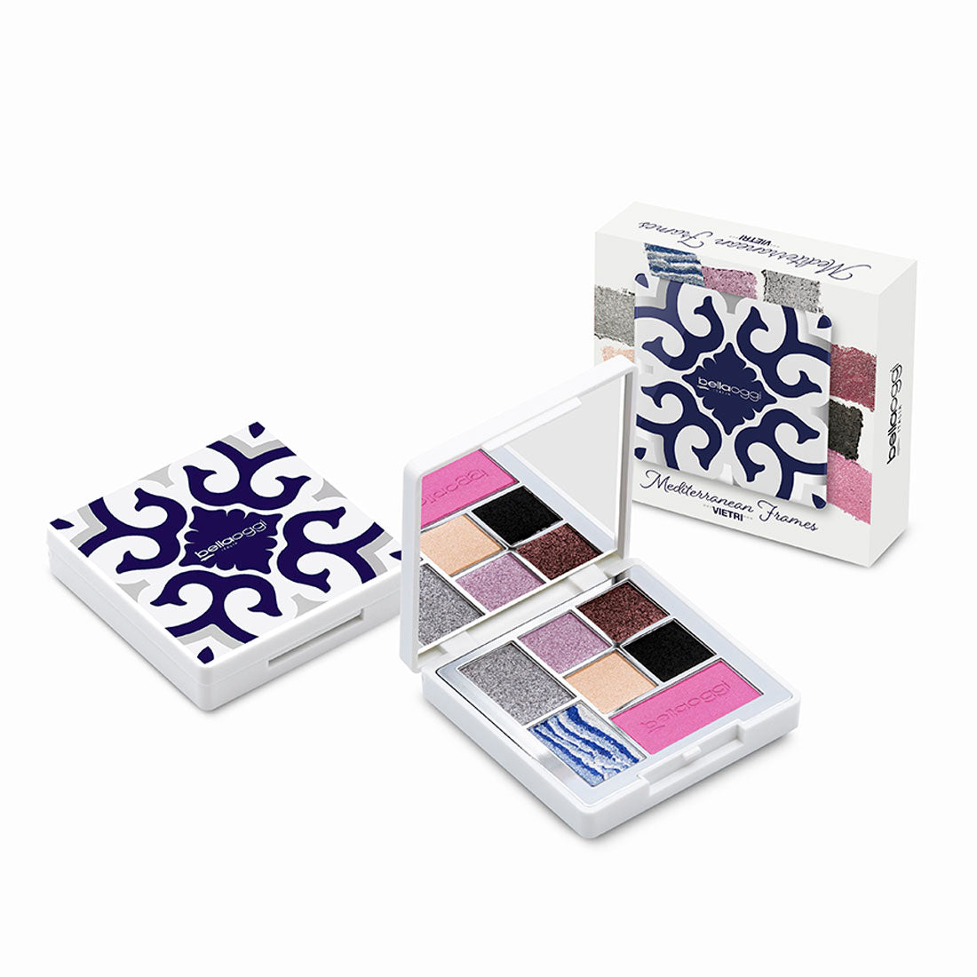 Trousse Mediterranean Trousse Vietri - 4 Ombretti, 2 Multicolor e Blush - Bellaoggi