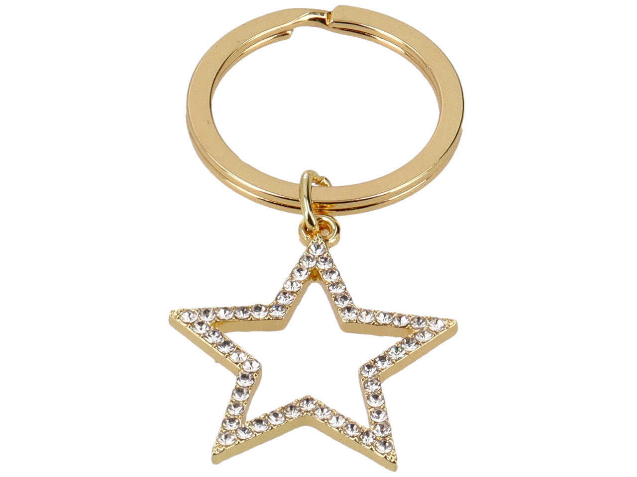 Portachiavi stella con strass oro