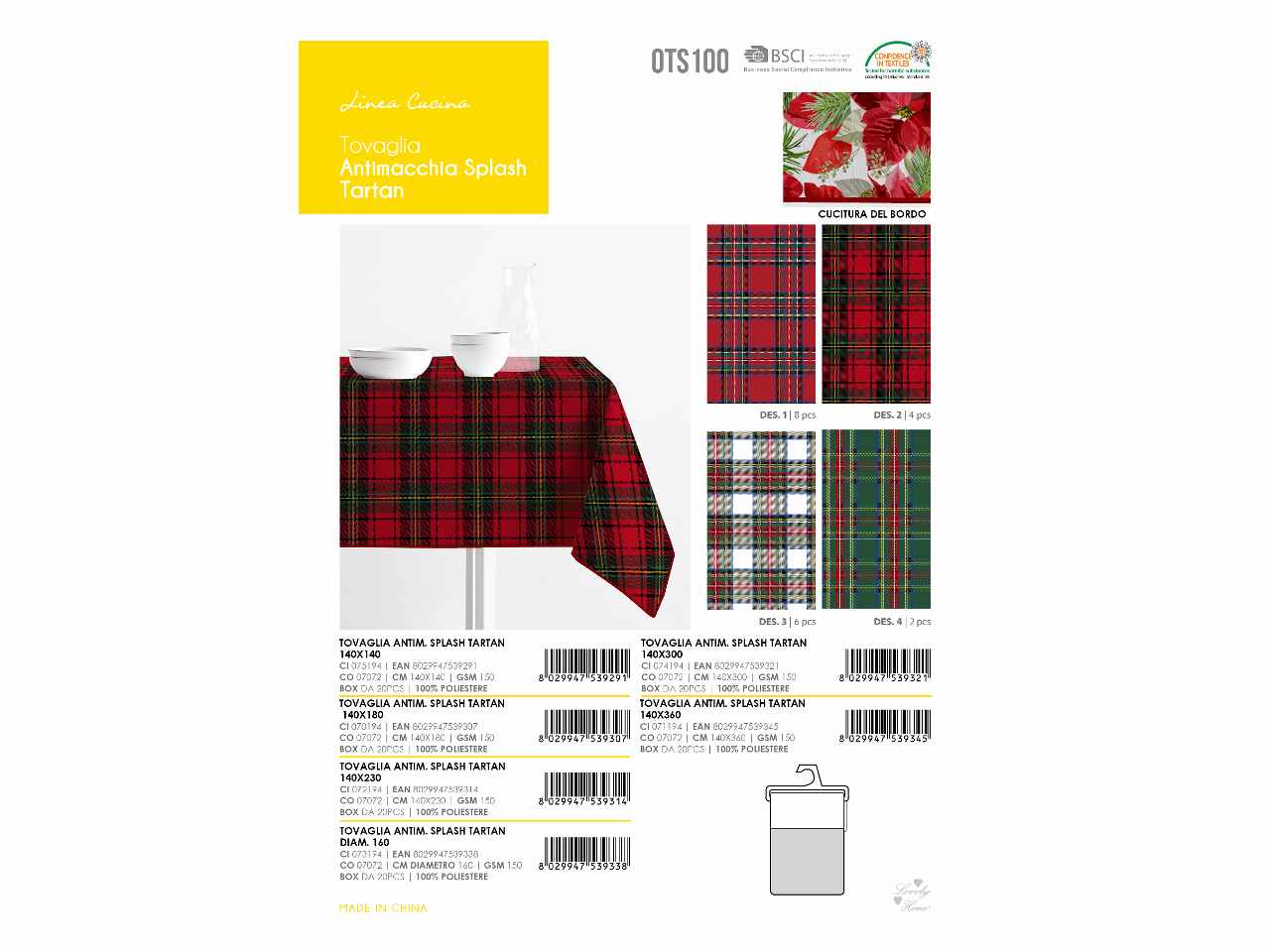 Tovaglia antimacchia splash tartan 140x180cm