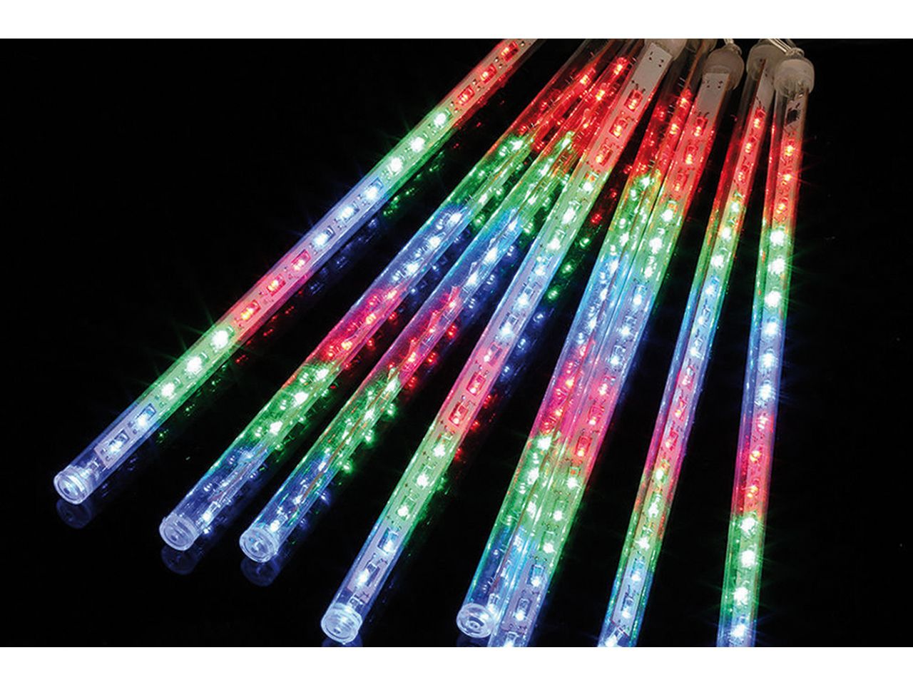 Tenda di luci natalizia con 8 tubi e 384 led misura 3x0,5mt per uso esterno connect colore multicolor