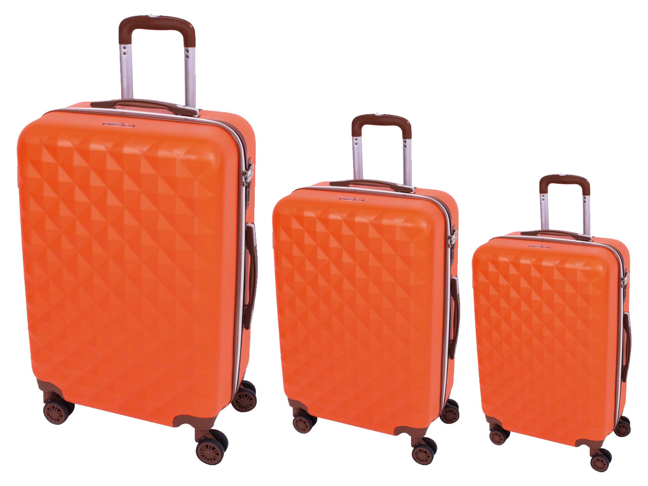Set trolley arancione in abs, 3 valigie da 49x30x75 cm, 45x27x66 cm, 36x25x56 cm - Partenope