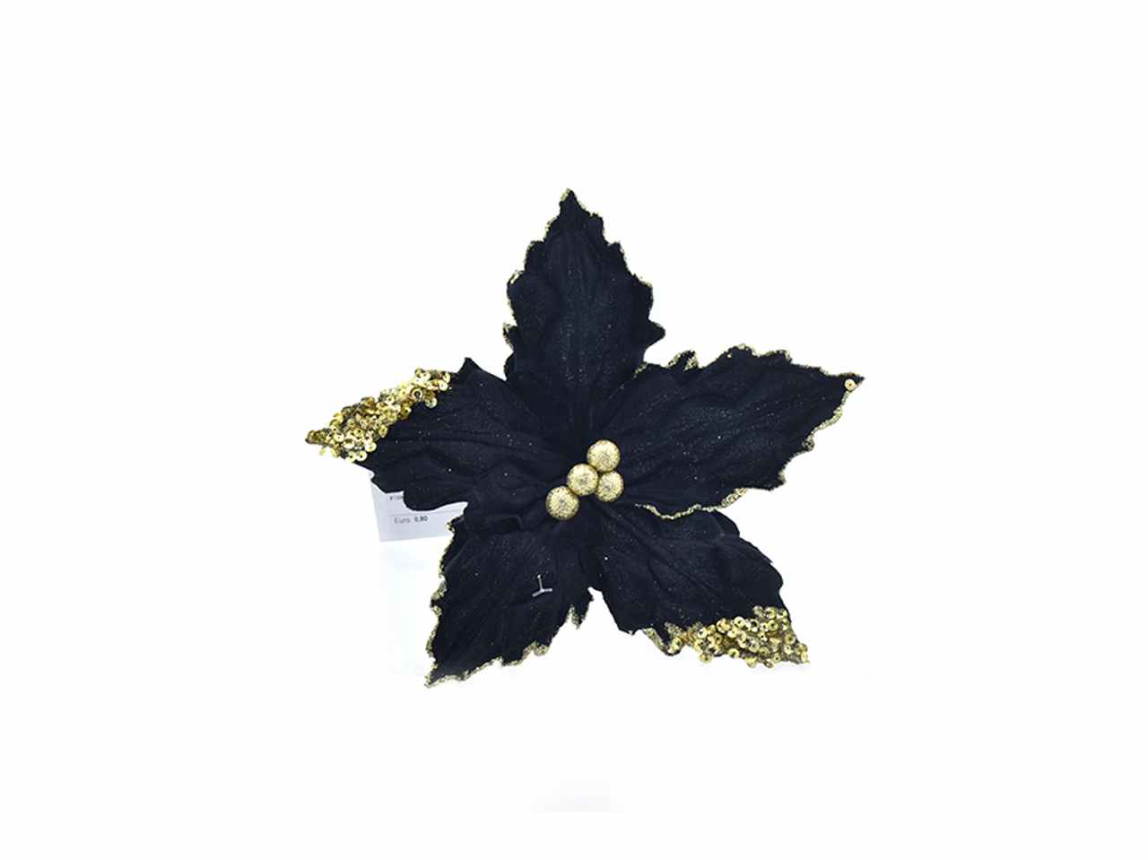 Fiore piccolo nero con glitter oro