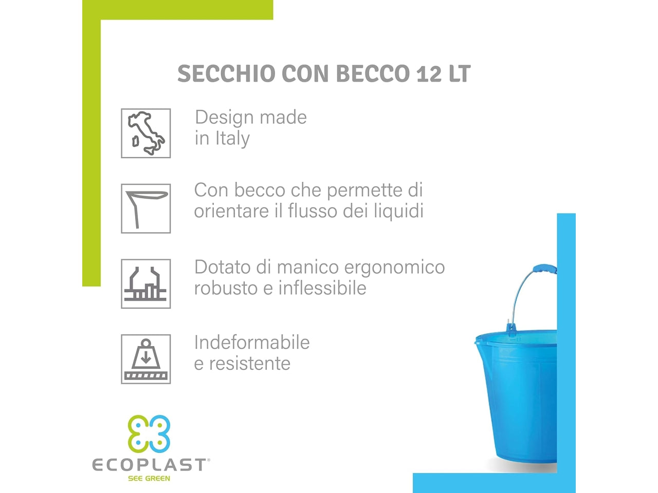 Secchio con becco azzurro 10lt s 10