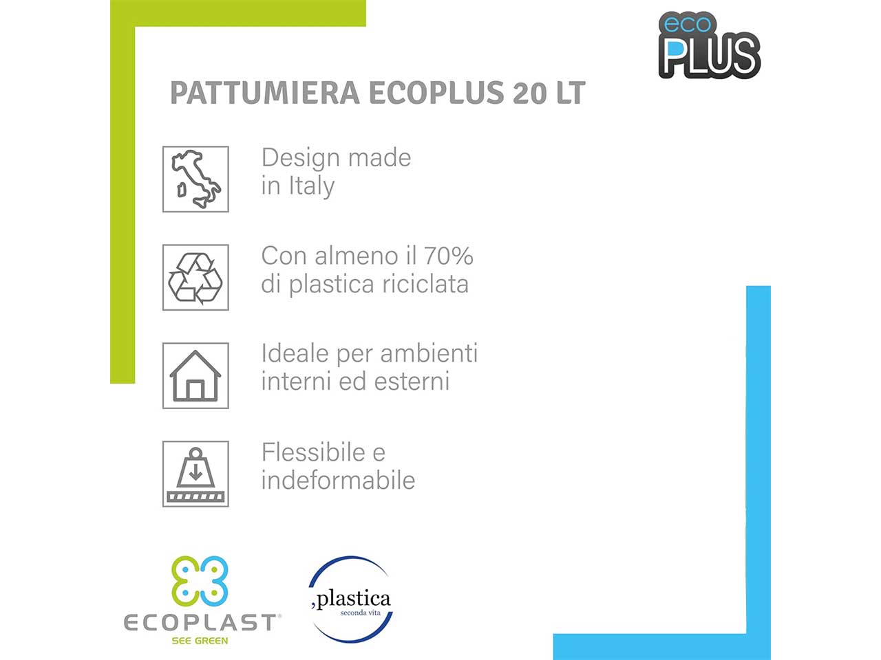 Pattumiera da esterno plastica 20lt grigio marrone - Ecoplast