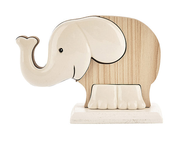 Elefante legno ceramica 13cm 1203004