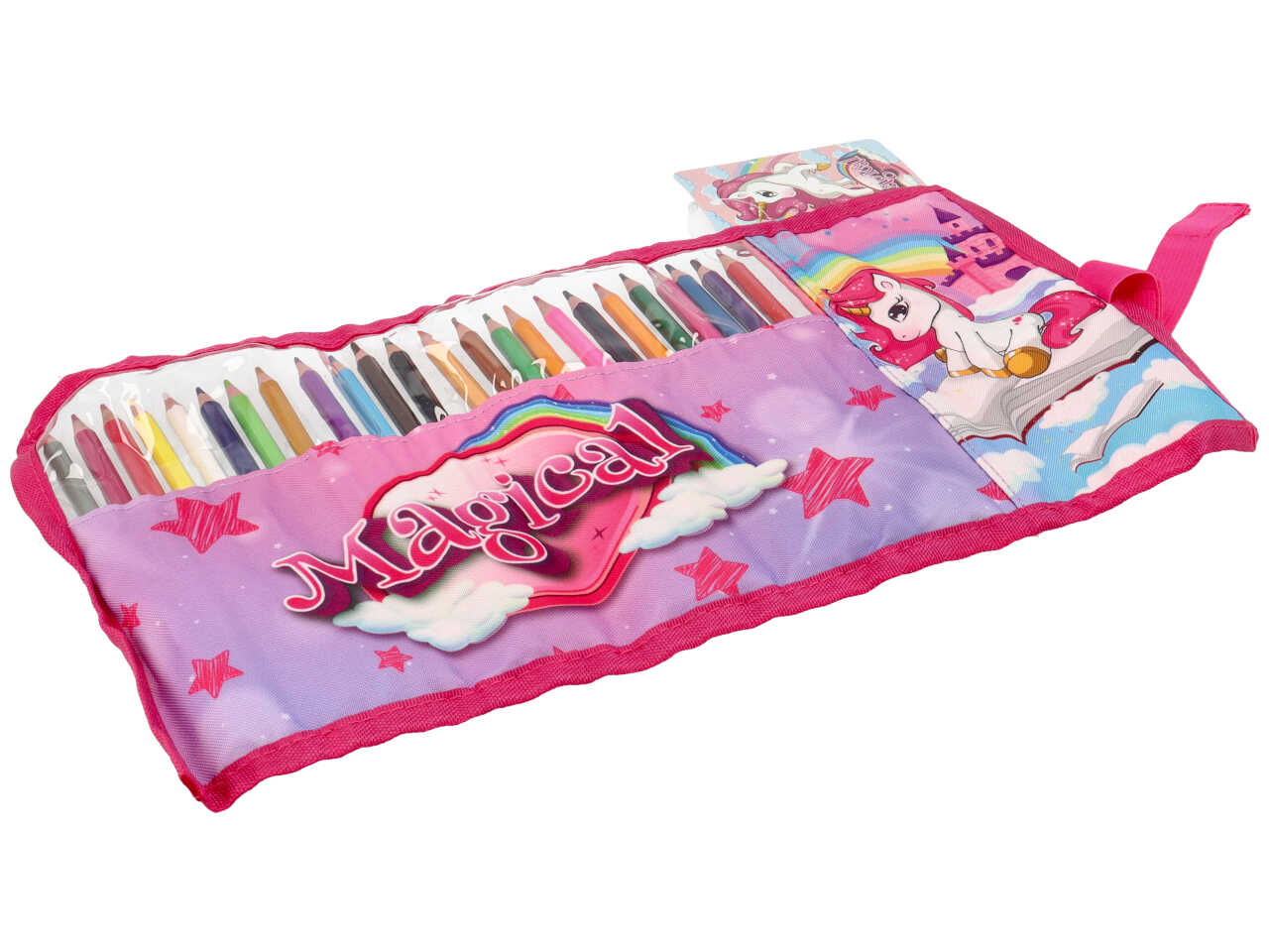 Astuccio UNICORNO rosa in tessuto 14x5x4cm 40 g - 1 astuccio