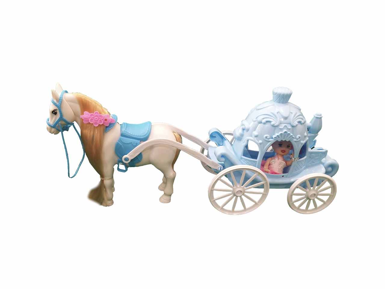 Bambola con cavallo e acc. blue toy0705