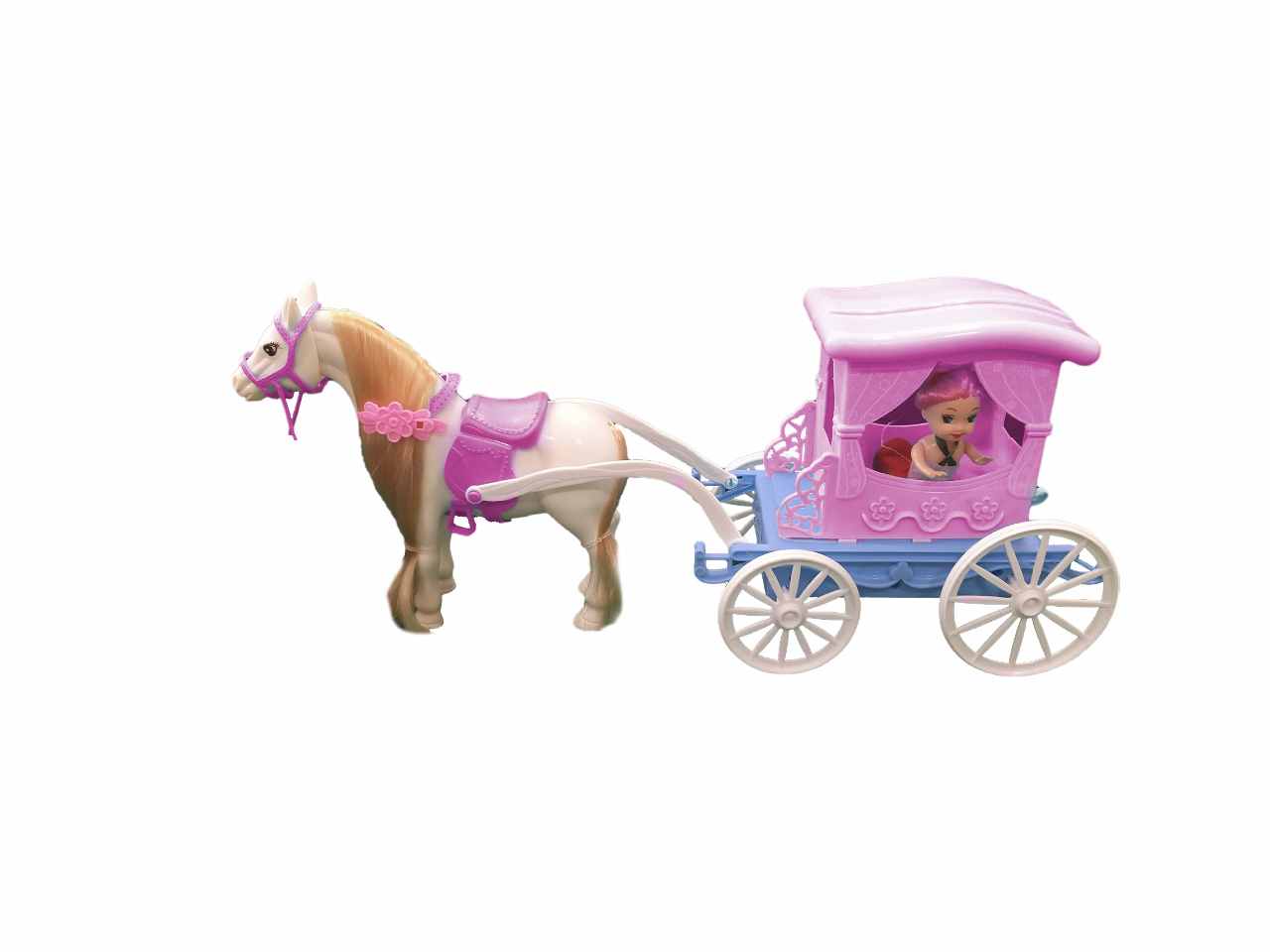 Bambola con cavallo e acc. rosa toy0710