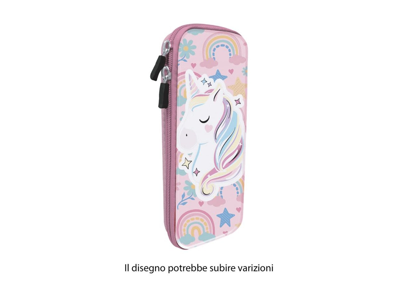 Astuccio ovale rigido Unicorno 3D per bambine ad 1 zip - Mc Group