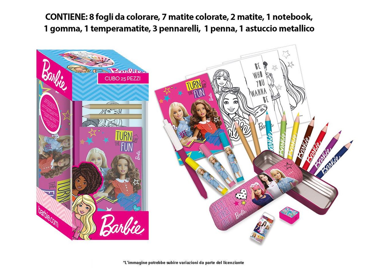 Barbie cubo cancelleria 25 pezzi br0583