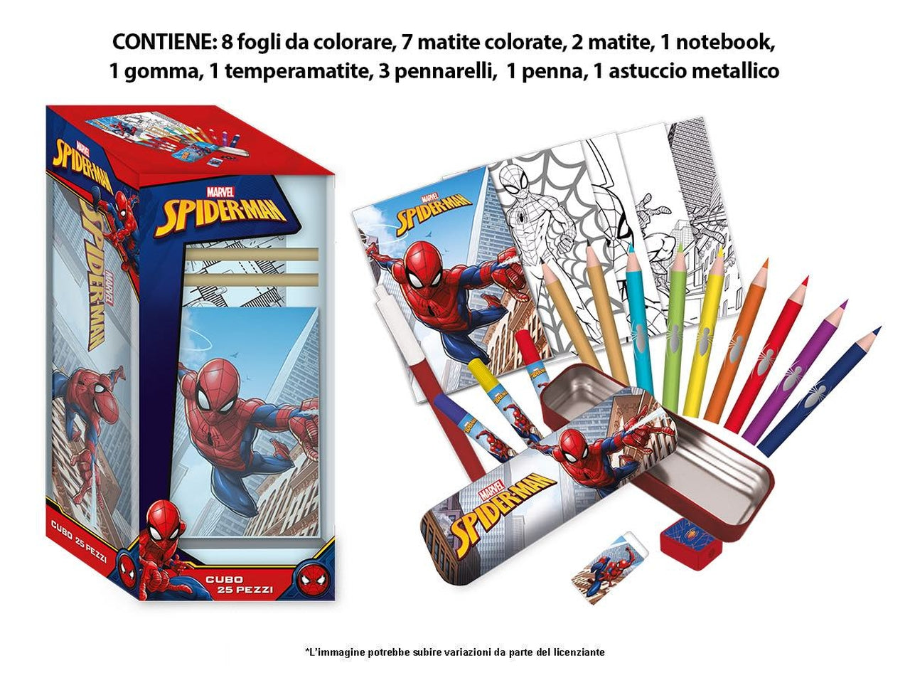 Spiderman cubo cancelleria 25 pezzi sp0583