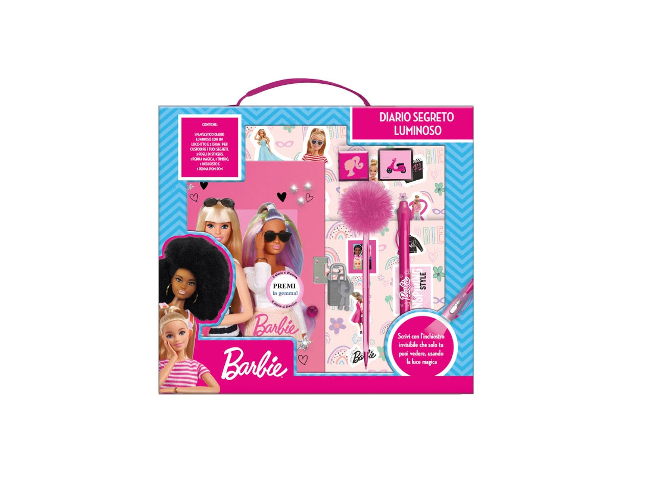 Diario segreto luminoso Barbie con lucchetto rosa e fucsia 14x20,5 cm - MC group