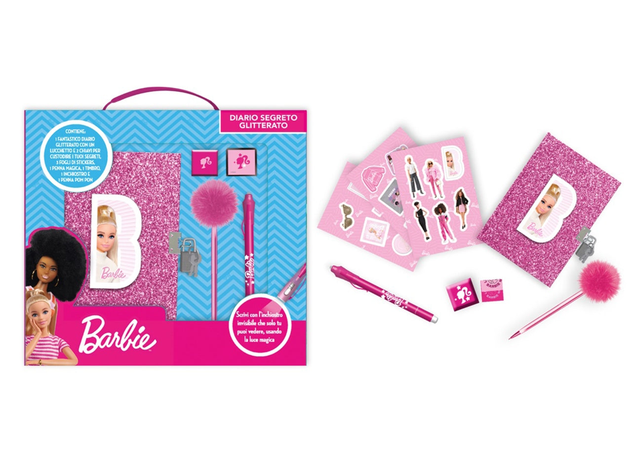 Diario Segreto Barbie Glitterato con Penna e Luce Magica - A5