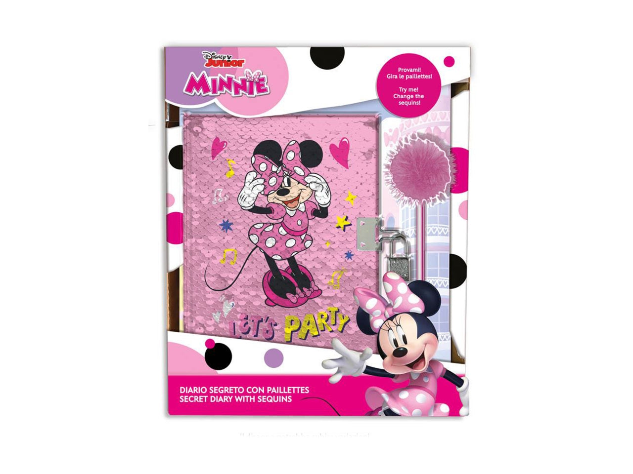 Diario Segreto Minnie Disney con Pailettes Reversibili e Penna Magica