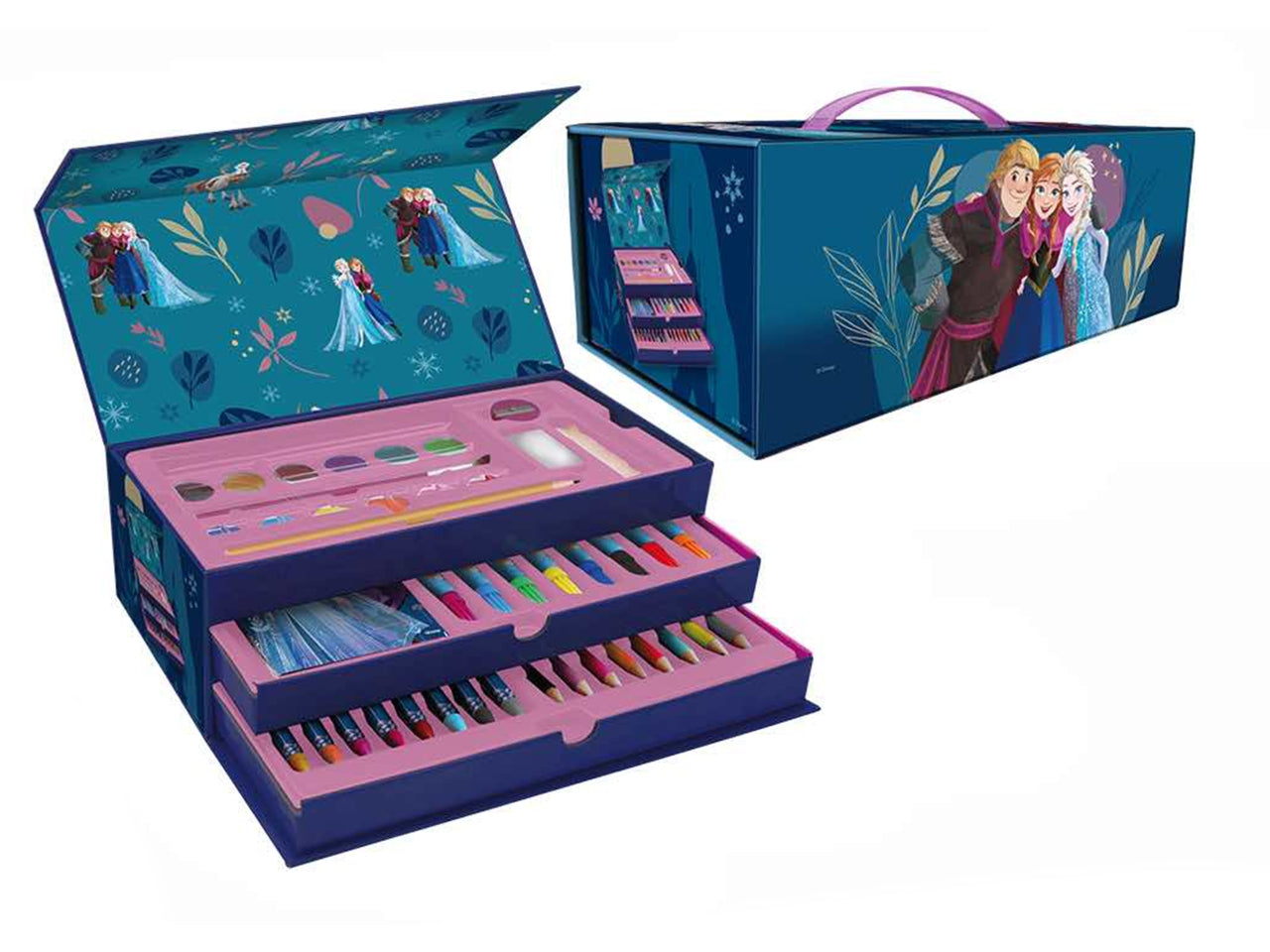 Valigetta colori Disney Frozen: cofanetto kit da colorare con organizer, multicolor, ideale per imparare a colorare, 22x26 cm