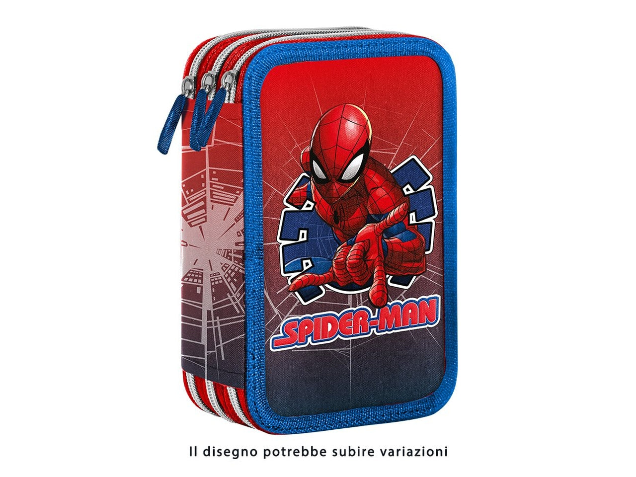 Astuccio Spiderman 3 cerniere da bambino per scuola rosso e blu 18x6x11 cm - Disney