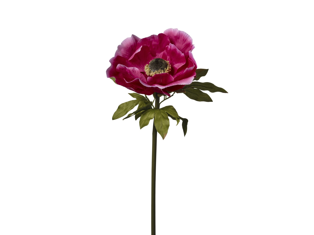 Anemone fucsia artificiale stelo con 3 rami, flessibile in plastica e tessuto sintetico, 100cm - Conti