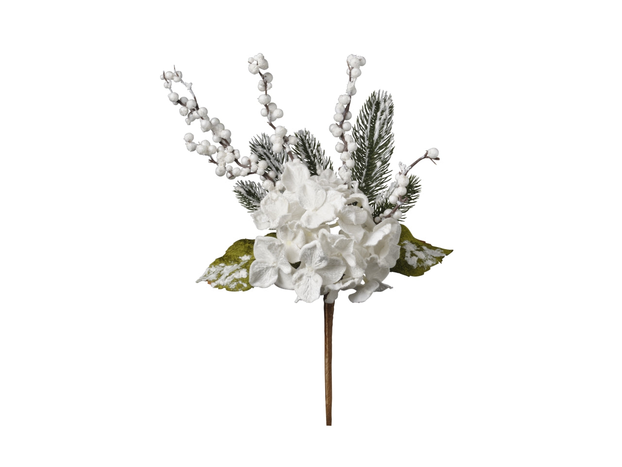 Rametto ortensia con neve 43cm bianco
