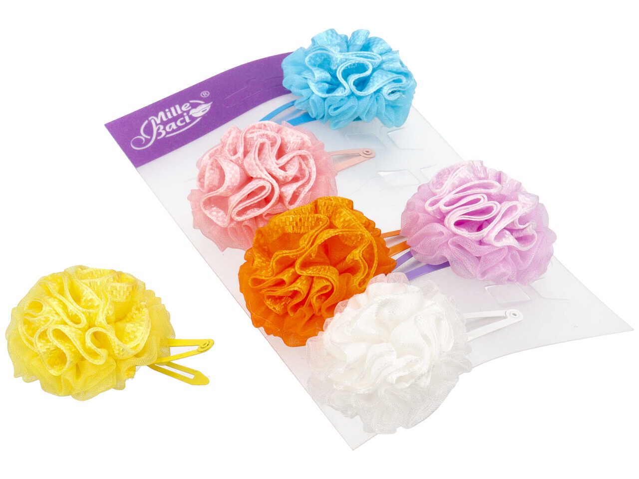 Clic clac 5cm con coccarda in organza in 2 toni