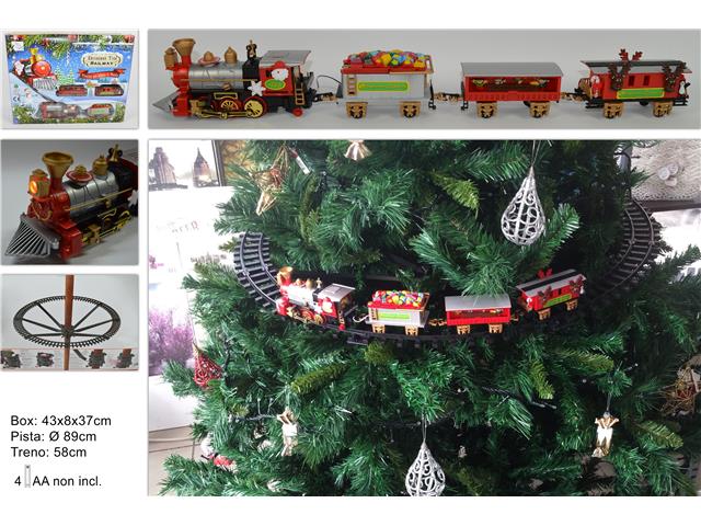 Treno natalizio per albero di natale con supporto